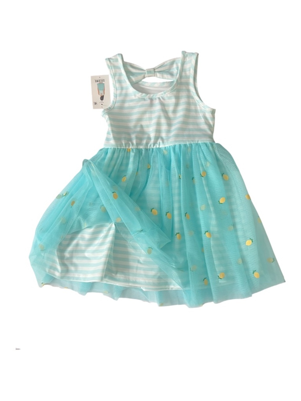 Zunie Lemon Tulle Dress Size 4T Toddler Girls Blue Striped Party Dress NWT - Picture 4 of 7